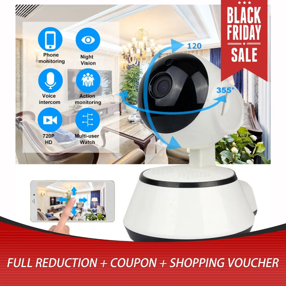 LESHP Baby Monitor Mini IP Camera 720P HD 3.6mm Wireless Smart WiFi Baby Camera Audio Record Surveillance Home Security Camera