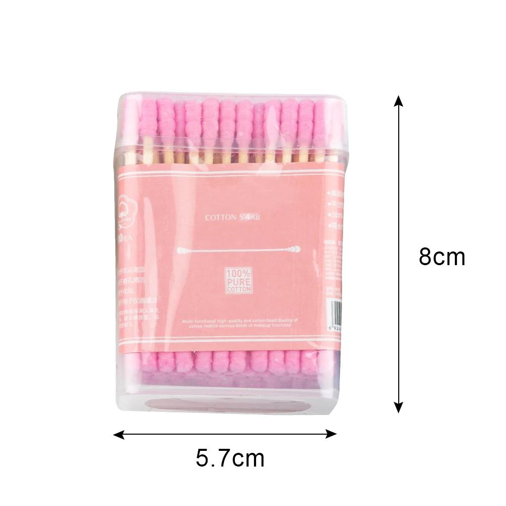 100pcs/pack Double Head Cotton Swab Ear Cleaning Soft Disposable Medical Wood Sticks Health Care Beauty Makeup Tools Nail Brush