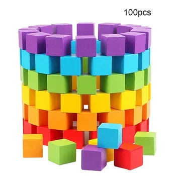 

100pcs building Wooden Chopping Block Baby Colorful Geometric Shape Educational Wooden Toys Baby Toy Game Gifts for Children