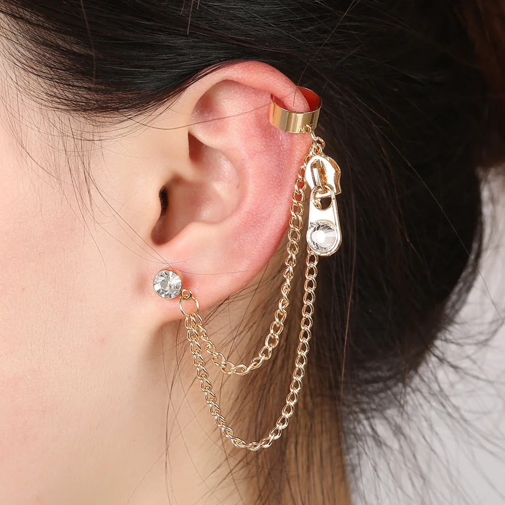 

1pcs Left Ear Clip Fashion Star Earcuff Jewelry Gold tone Clip On Earrings Ear Cuffs For Women