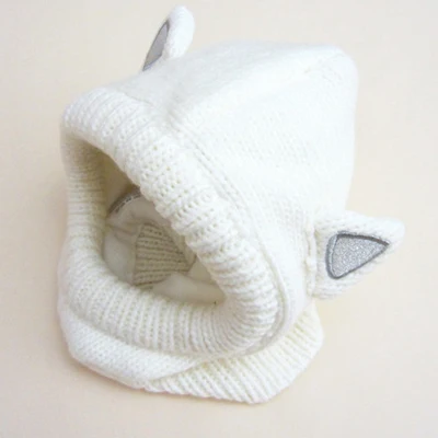 Детская шапка-шлем зимняя кепка для мальчики с помпоными шапки для девочики шапочки для новорожденных HT005 - Цвет: white