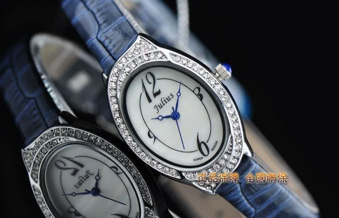 Ретро Женские часы Япония кварцевые часы Изысканная мода платье браслет кожаный часы Роскошный корпус девушка подарок на день рождения Julius Box 620