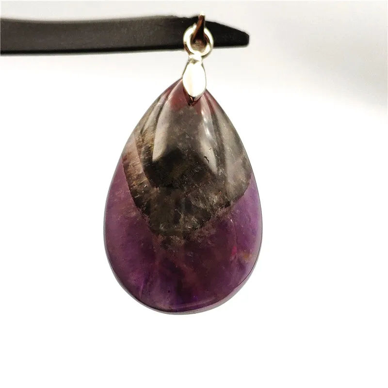 

Natural Auralite 23 Necklace Pendant Women Men Gift 30x20x1mm Purple Red Water Drop Canada Stone 925 Silver Crystal Pendant AAAA
