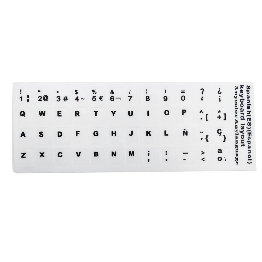 Spanish Keyboard Sticker Replacement Letters For Laptop White Background