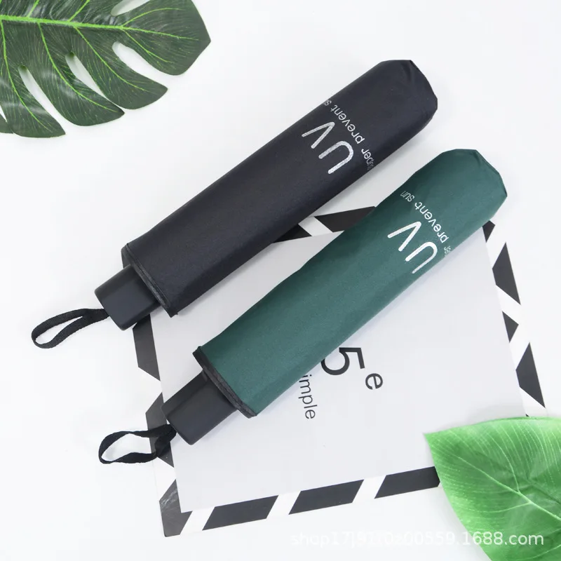 

Pure color UV sunscreen UV protection black plastic rain umbrellas 30 fold folding sun umbrella can be customized LOGO