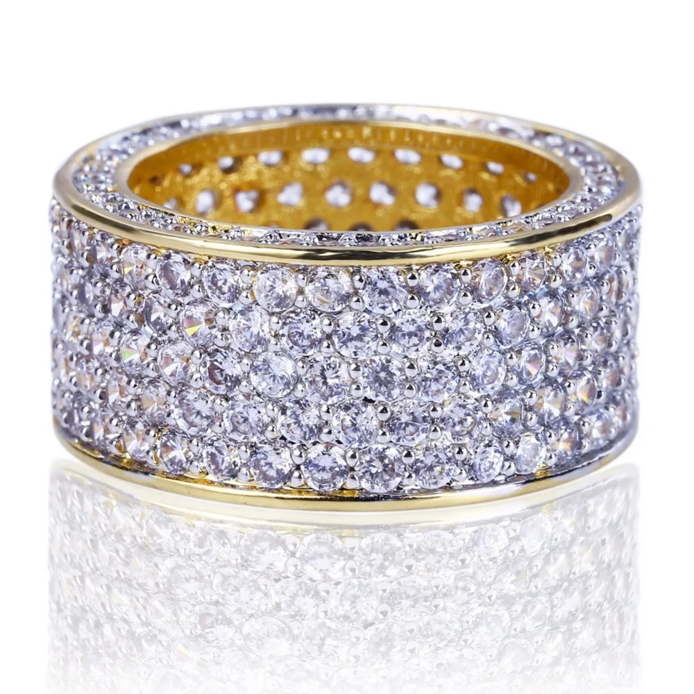 TOPGRILLZ, новинка, модное позолоченное кольцо с микро кубическим цирконием, круглое кольцо, полностью покрытое льдом, в стиле хип-хоп, рок, ювелирное изделие для мужчин