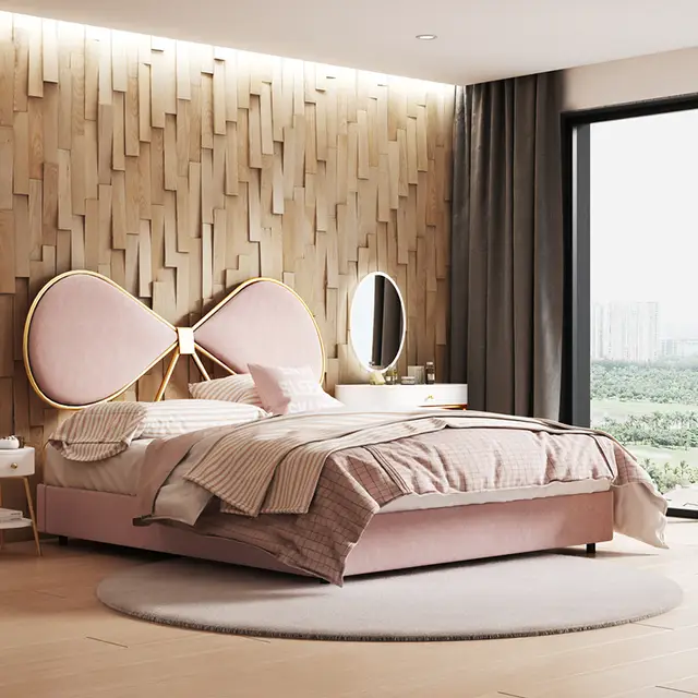 Us 800 0 Postmodern Minimalist Solid Wood Bed Double Bed Small Apartment Master Bedroom Hong Kong Style Light Luxury High Back In Beds From