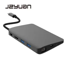 USB C Type C Laptop Docking Station For Macbook USB C to HDMI Mini DP 4K RJ45 Ethernet USB 3.0 Audio 3.5mm Type C Charging Dock