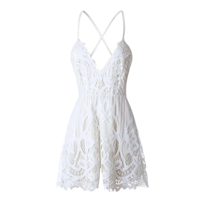 

beach rompers 2018 plus size rompers womens jumpsuit short one piece lace romper backless playsuit tunic summer overalls 405.