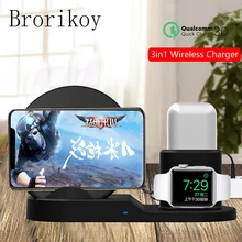 Qi 3 в 1 беспроводной мобильный телефон Быстрая зарядка подставка для iPhone Airpods Apple Watch Зарядное устройство Док-станция для iWatch 1 2 3 4 зарядное устройство s