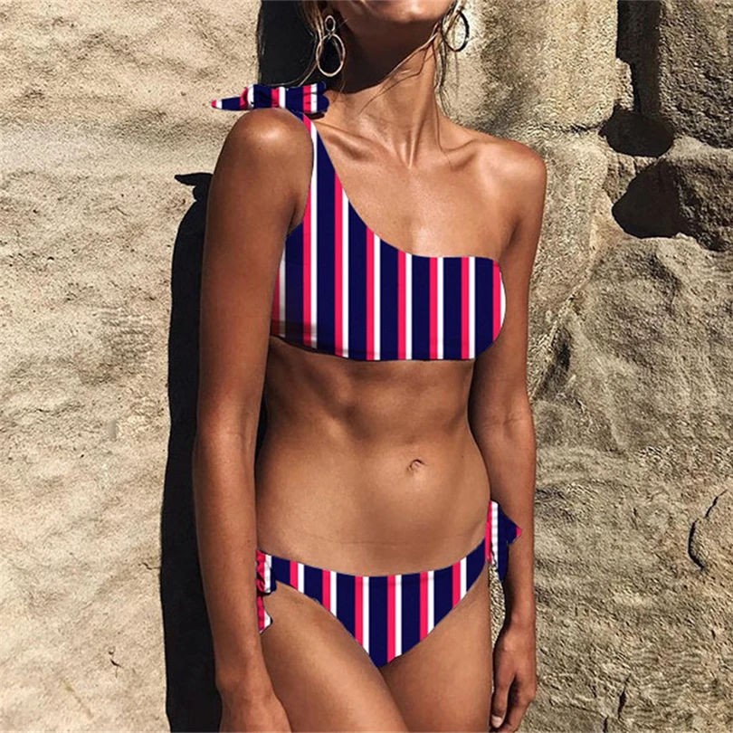 

Women Bikinis Set Sexy Swimsuit Print Bandage Swimwear Push Up Bikini high waist swimsuits separate A30