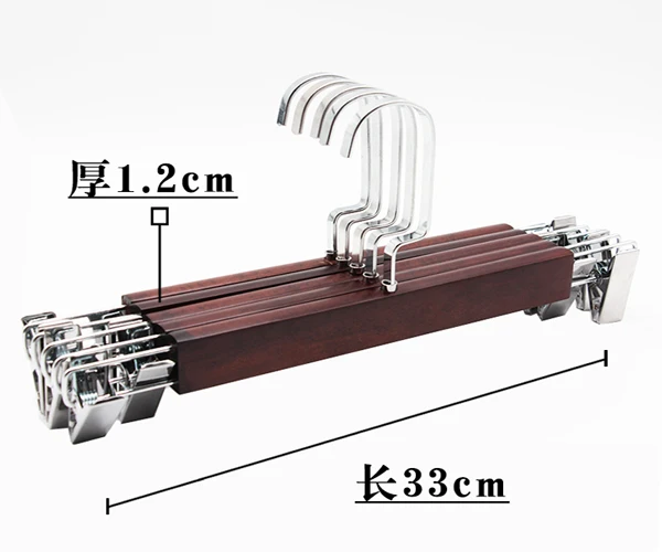 10 шт./лот, 38 см/40 см/44 см, для взрослых, винтажные вешалки из цельного дерева, детская вешалка для одежды и зажим для брюк - Цвет: 33cm  clip