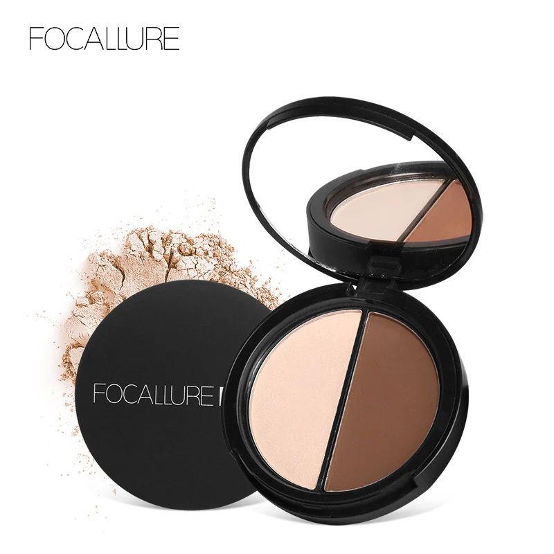 

Focallure 12pc/lot Compact Powder Concealer Double color Oil Control Bronzer&Highlighter Face Contouring Makeup Powder Palette