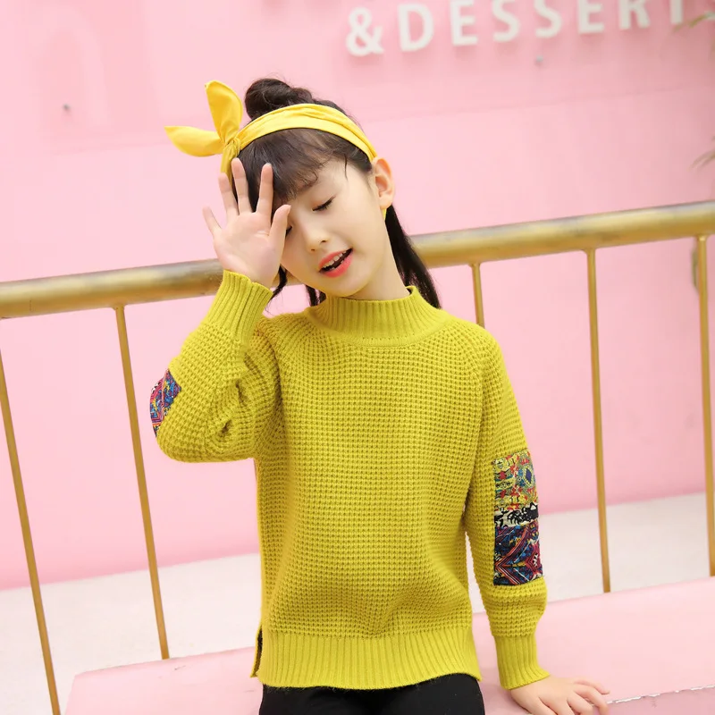 

Girls Sweaters Pattern Children Clothing Teenage O-neck Sweaters Pullovers Girls Clothes 7 9 11 13 15 Year