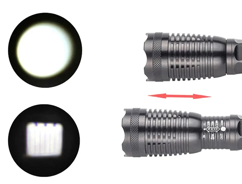E007 Масштабируемые 2500LM XML-L2 светодиодный L2 вспышка светильник фонарь с 5 режимами и 18650 AAA зум светодиодный вспышка светильник