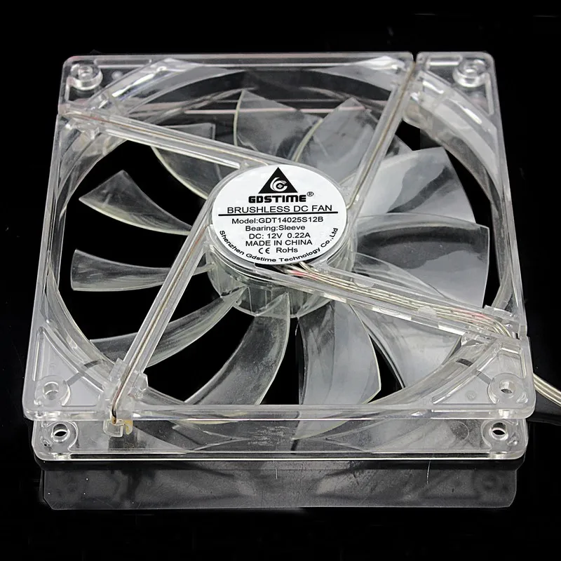 

10pcs Gdstime 140mmx140mmx25mm 4Pin Blue LED Light fan 12V 140mm 14cm Computer PC Case Cooling Fan