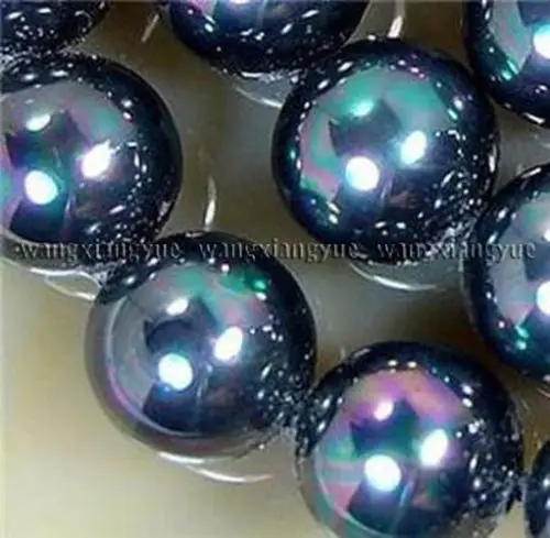 

12mm Multicolor Black South Sea Shell Pearl Loose Beads Gem stones 15" G6