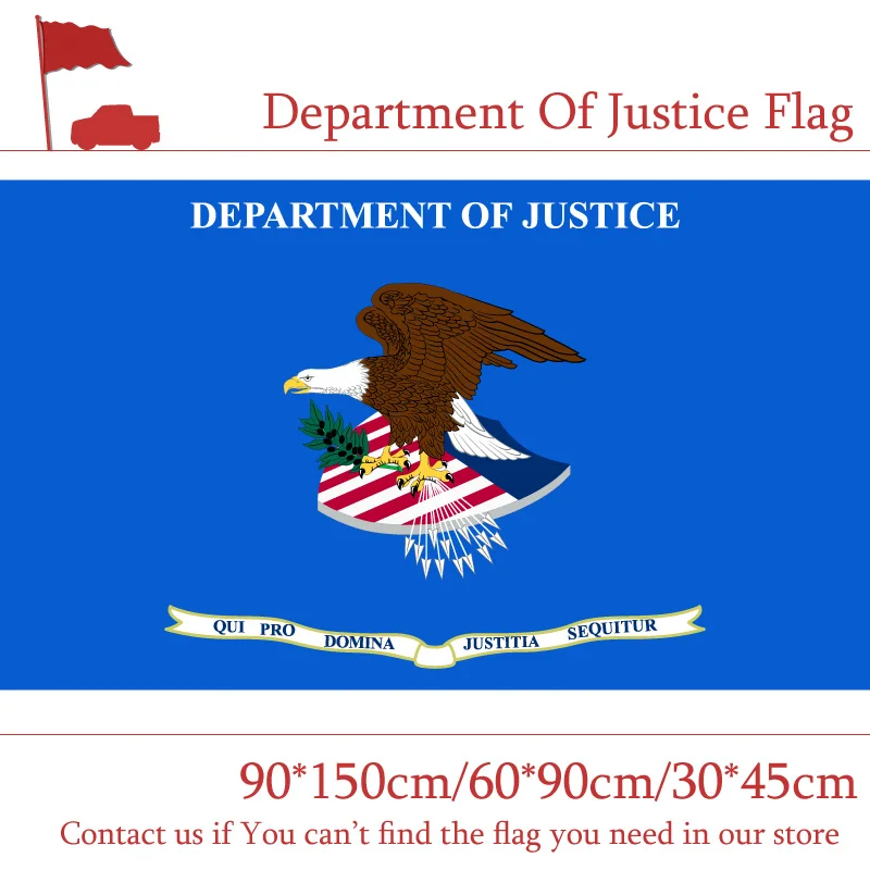 

Free shipping 30*45cm Car Flag 3ftx5ft Department Of Justice Flag The United States 90*150cm 60*90cm 100d Polyester