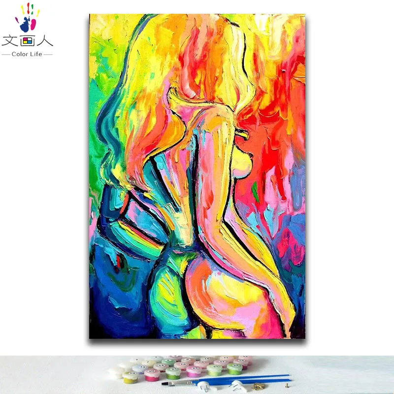 Сделай Сам картины раскраска картины по номерам на холсте Кандинский абстрактный красочный произведение искусства цветной блок ручной работы для украшения hoom - Цвет: 8676 Hot girl