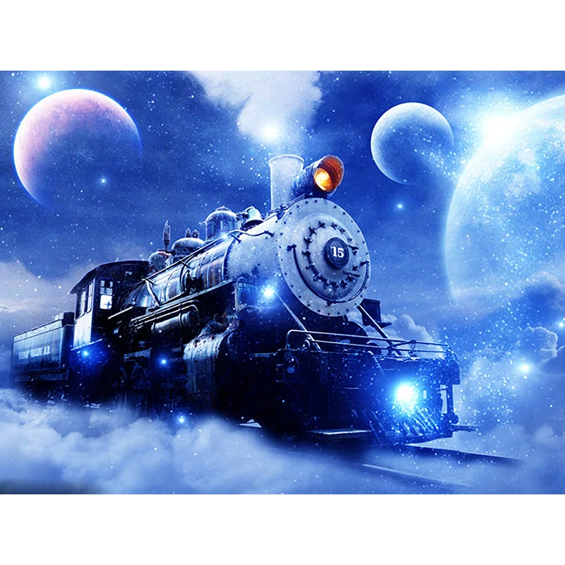 

100% Full 5D Diy Daimond Painting "Sky Train" 3D Diamond Painting Round Rhinestones Diamant Painting Embroidery Cartoon