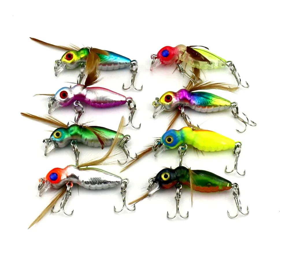 8pcs/lot Simulation Hard Plastic Lures Flying Insects Fishing Lures