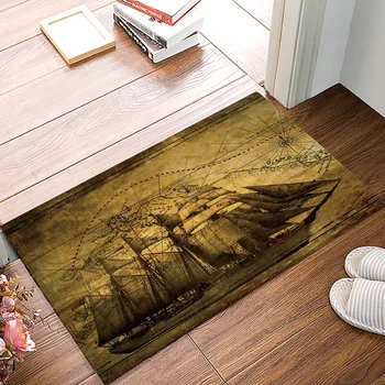 

Vintage Kraft Paper Sailing Nautical Map Door Mats Kitchen Floor Bath Entrance Rug Mat Indoor Bathroom Decor Doormats