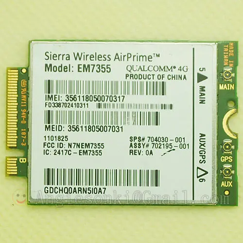 Gobi5000 EM7355 LTE/EVDO/HSPA WWAN NGFF карта разблокировки 4G модуль для HP EliteBook 820 G1 840 G1850 ZBook 14 15 SPS