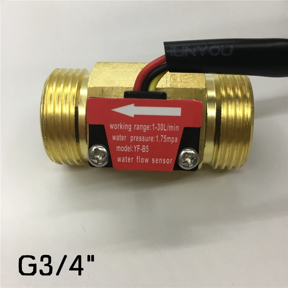 

G3/4" Brass water copper flow sensor Turbine meter Magnetic Hall effect sensor YF-B5