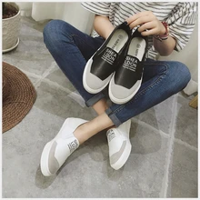 Free shipping 2017 Spring autumn new fashion women shoes classical casual leather face canvas loafers women casual shoes