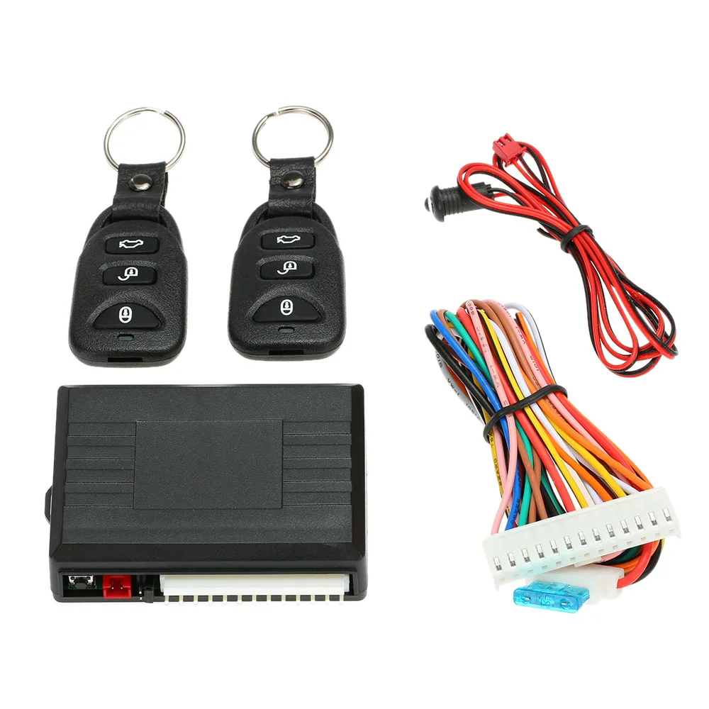 Qiilu Sistema de Alarma de Coche Universal Kit de Control Remoto de Bloqueo Central sin Llave de 3 Botones Negro 