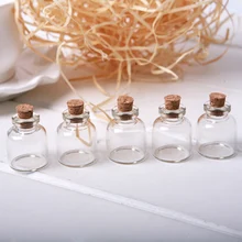 5pcs/Lot Cork Stopper Small Glass Bottle Tiny Glass Jars with Cork Decorative Wish Glass Jars Vials for Decoration 22x28mm MD686