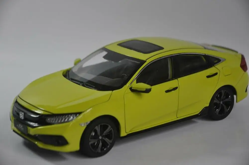 1:18 Модель литья под давлением для Honda Civic 2019 MK10 желтый седан игрушечный автомобиль