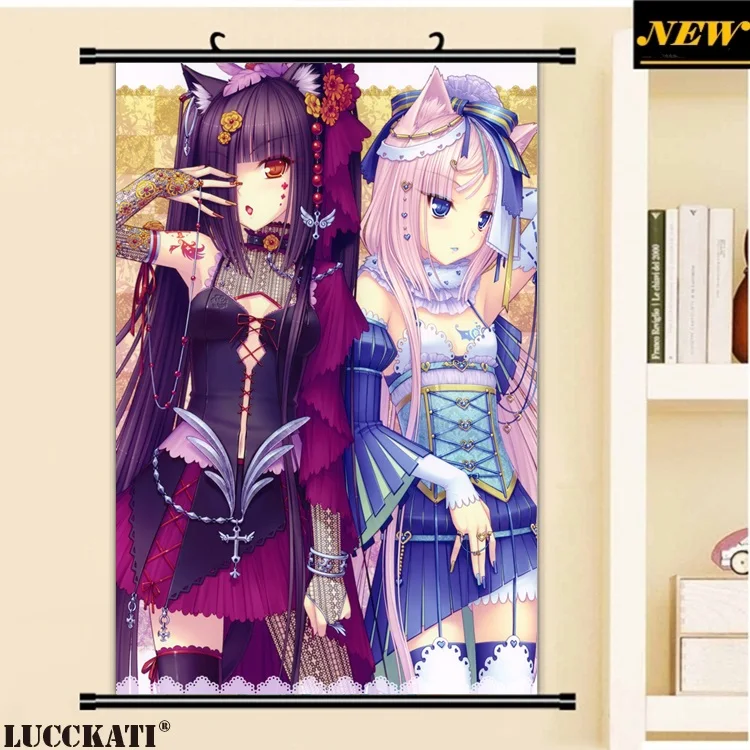 40X60 см Neko Para nekopara животные уши nekomimi хвост соски лоли мультфильм аниме Настенная картина Фреска плакат прокрутки холст живопись