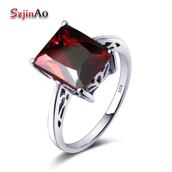 

Szjinao Turkish Garnet Handmade Rings Women Jewelry Soild 925 Sterling Silver Red Stone Finger Crown Ring For Best Friend