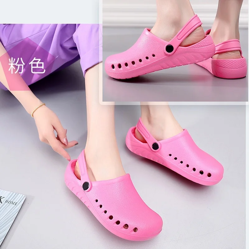 Unisex Scrub Shoes Surgery Shoes with A Back Strap Garden Clogs Lightweight EVA Nurse Shoes Breathable Slip on Shoes