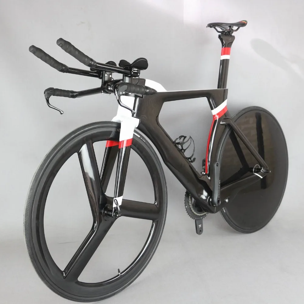 Perfect 700C Complete Bike TT Bicycle Time Trial Triathlon Carbon Fiber Carbon Black Painting Frame with DI2 R8060 groupset 3