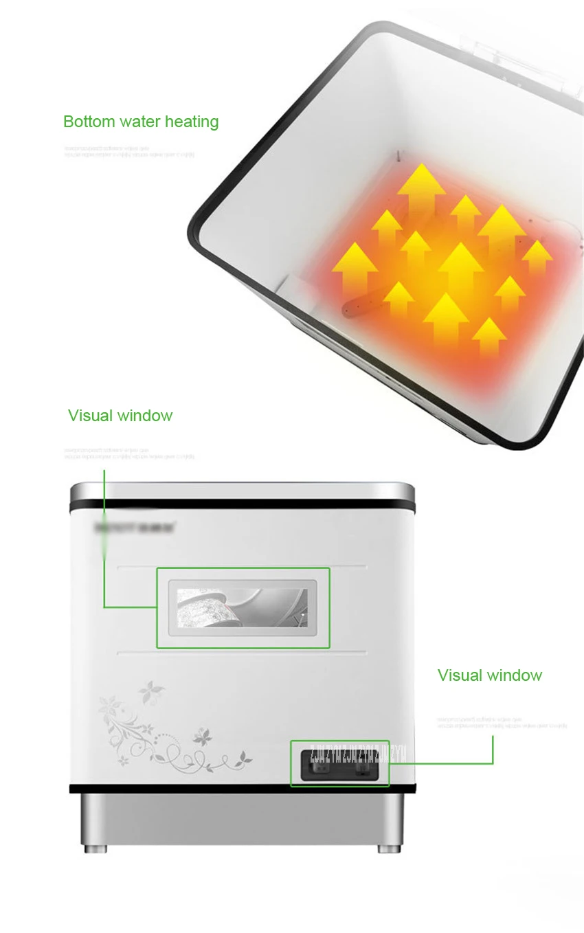 Автоматическая Посудомоечная машина маленькая настольная дезинфекция сушка один независимый Тип Щетка чаша машинная мойка чаша для посуды сухая 1100 Вт XWJ-1606
