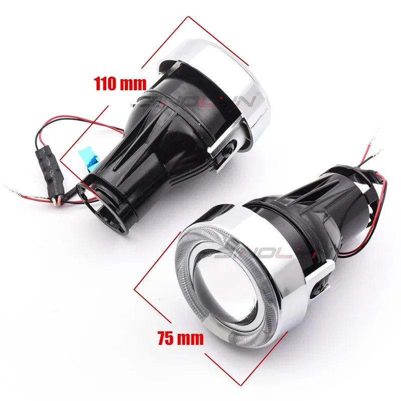  Universal HID Xenon Fog Light Lens Projector With LED Angel Eyes Halo Front Driving Fog Lamps Lense - 1723861585