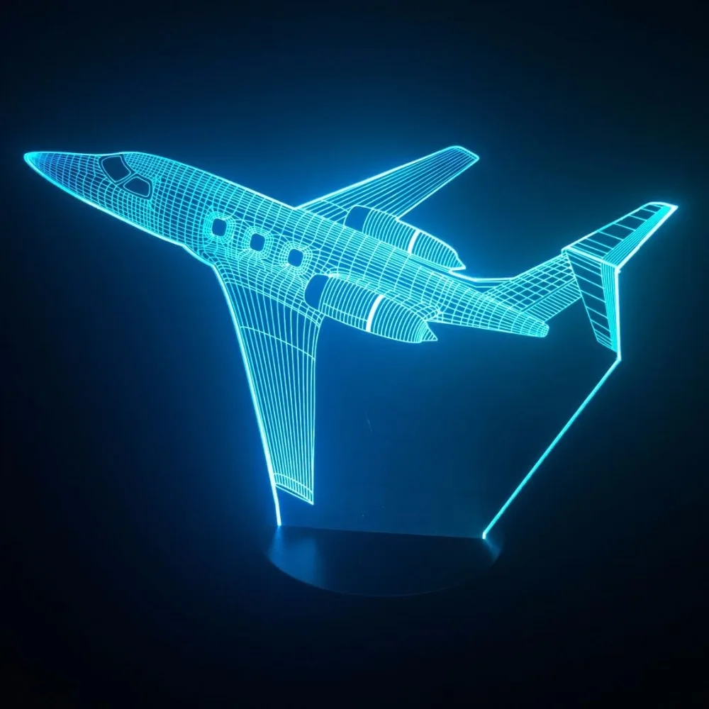 3D Светодиодная лампа Jet Air Plane ночсветильник с изменением 7 цветов настольная для