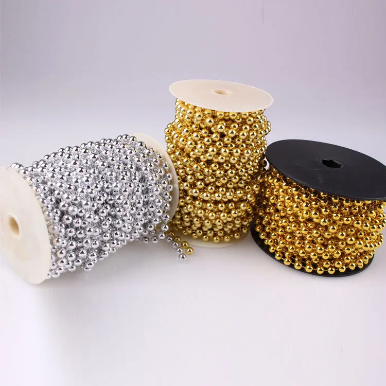 !!! (6 Reels/lot ) 8mm X 10 yards Gold Bead TRIM , Pearls on Reel for Fashion Apparel * BY EMS*