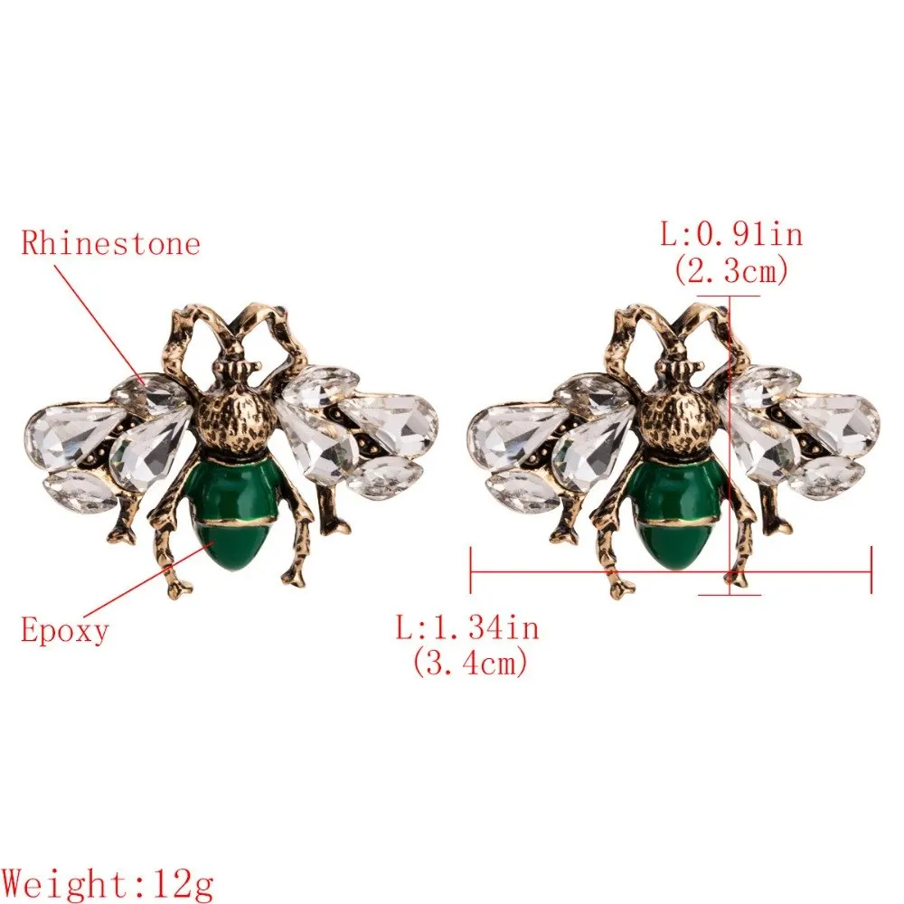 Новинка Кристалл Сплав пчелы насекомое серьги-гвоздики с животными для женщин девочек модные ювелирные изделия богемный серьги аксессуары