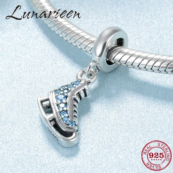 

NEW 925 Sterling Silver fashion Blue CZ Skates beads for Jewelry making Fit Original europeu Bracelet Bangles