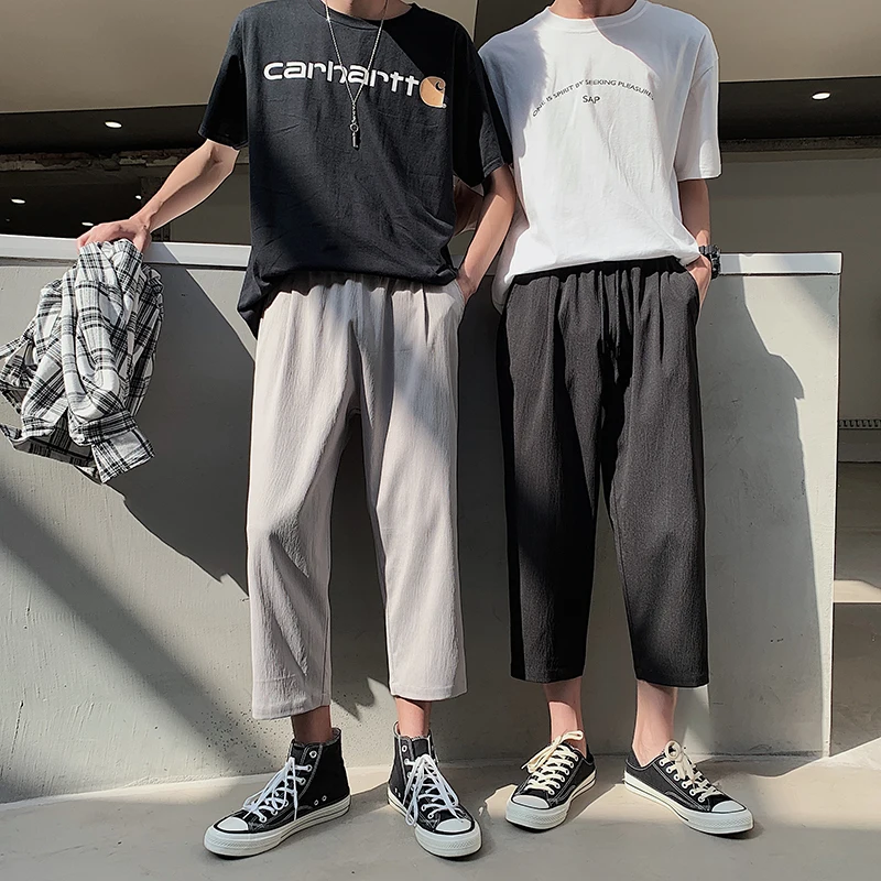 Весна и лето новые высококачественные японские удобные Harajuku Tide Мужские красивые однотонные солнечные повседневные брюки