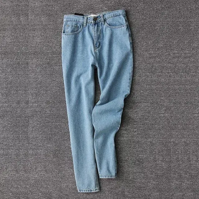 Vintage ladies boyfriend jeans for women mom high waisted jeans blue casual pencil trousers korean streetwear denim pants - Цвет: Небесно-голубой