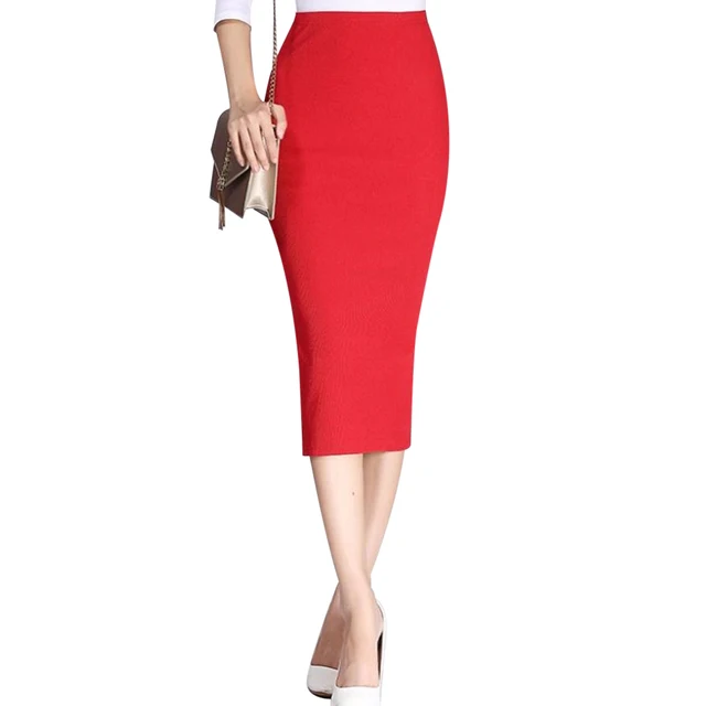 Sexy Long Pencil Skirts Women Elastic Slim Package Hip Maxi Skirt Elegant Office Lady Chic Wool Rib Knit Split Midi Skirts Saia