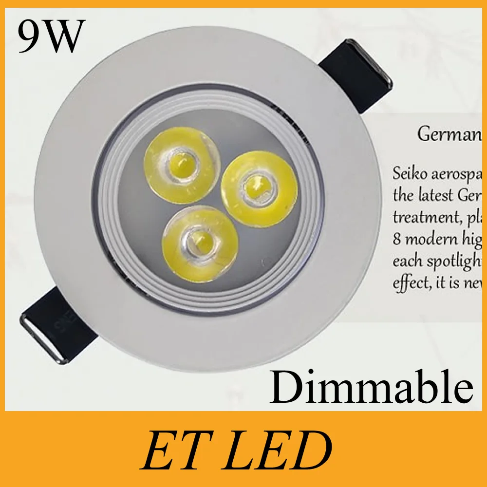 

30Pcs Silver/Black Bright LED Downlight 9w 3x3w Round LED Ceiling Recessed Spot Light 85~265v Down Light Cold/Nature/Warm White
