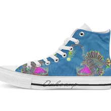 Электрический рыбок новинка дизайн дышащая Повседневная Высокая обувь на шнуровке холщовая обувь кеды