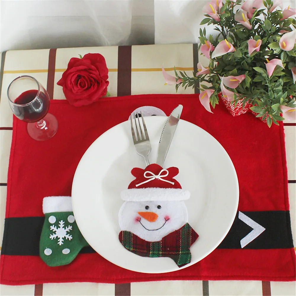 

Decoration Creative Home Party Fork Set Hat Storage Tool Christmas Bag Fabrics Santa Claus Gift Bag 2019 Xmas Decor#15
