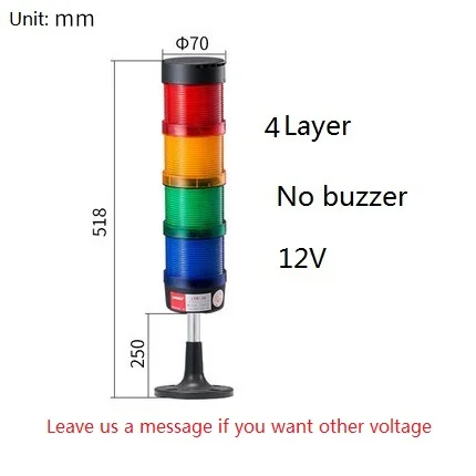 Безопасность стек настенный светильник Промышленный 5-слойный чехол стек светильник светодиодный сигнальный Маяк предупреждение светильник диск база Предупреждение светильник башня 12V 24V 110V 220V - Цвет: 4laye  12V no buzzer