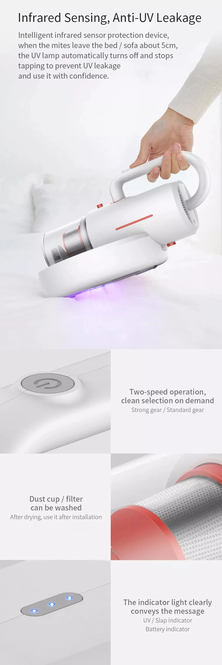 Новинка Xiaomi Deerma беспроводной пылесос для автомобиля и дома бытовой беспроводной анти-клещей портативный УФ-стерилизатор очиститель